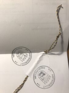 Siegelung auf einem Ausdruck Handelregister
